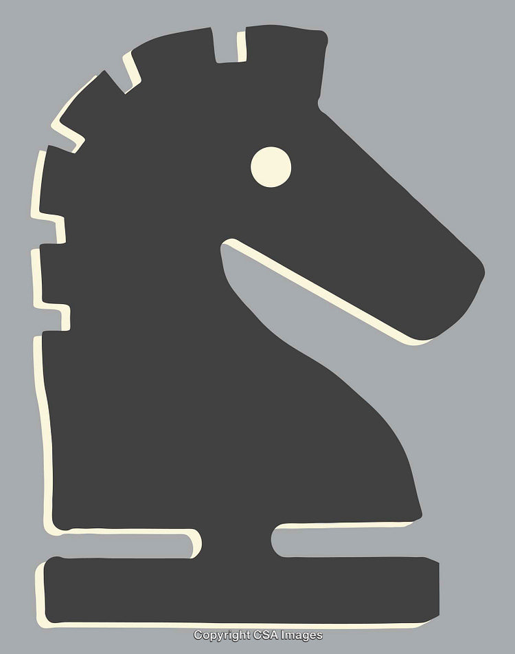 Stylized Chess Knight Illustration with Minimalist Design on a Neutral Background