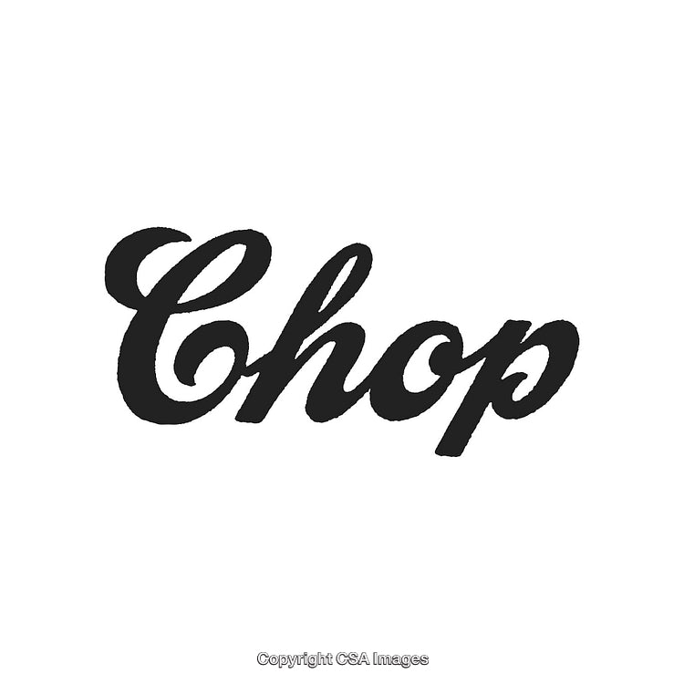 Stylish Brush Script Typography Featuring the Word 'Chop' in Bold Black