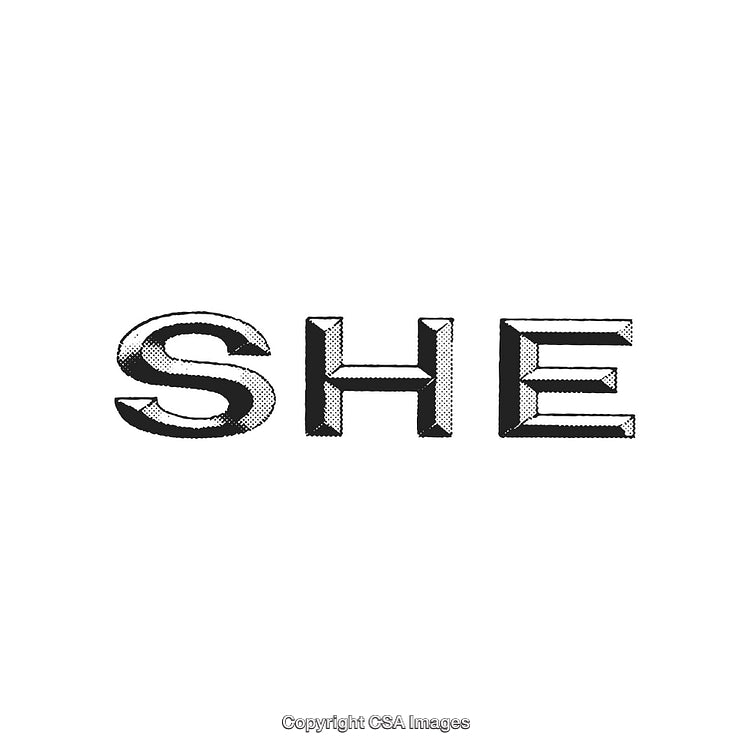 Vintage Hand-Drawn 'She' Text in Retro Typography Style