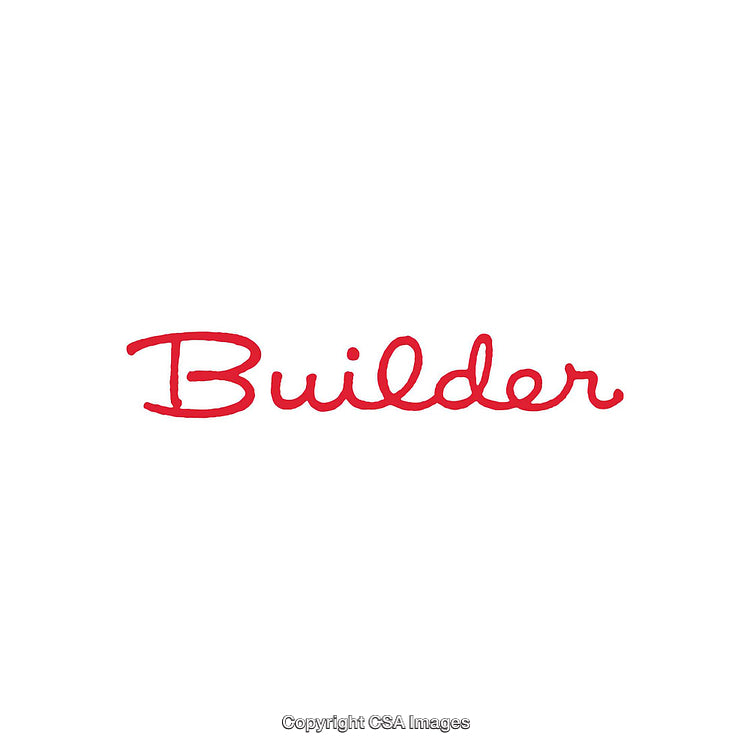 Red Script Text 'Builder' on White Background in Creative Typography