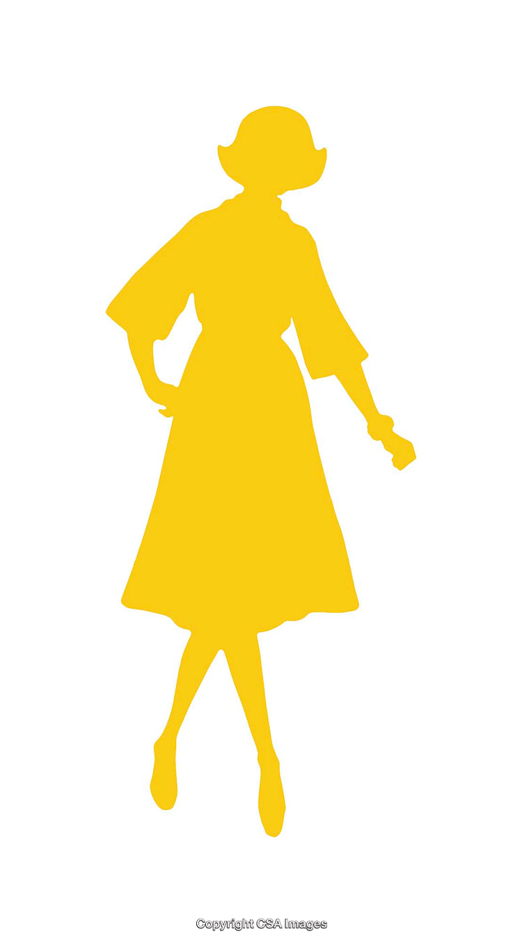 Silhouette of a Stylish Woman in a Retro Dress and Hat
