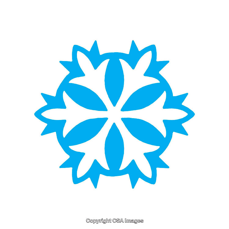 Blue Symmetrical Star with Abstract Petal Shapes on White Background