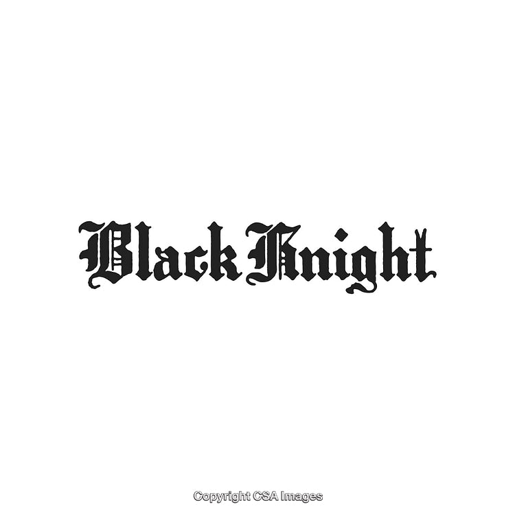 Classic Black Lettering Style Featuring the Words Black Knight on White Background