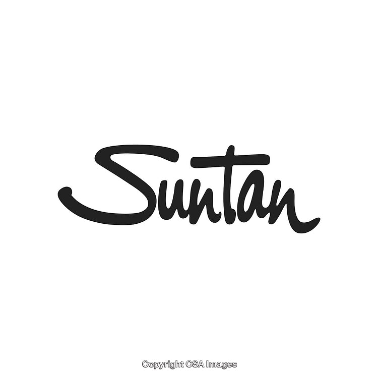 Hand-Drawn Suntan Typography Design on a Minimalistic White Background