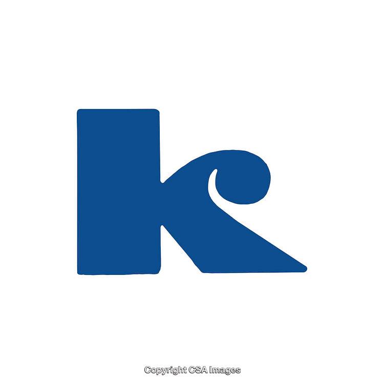 Blue Letter K in Modern Design on White Background