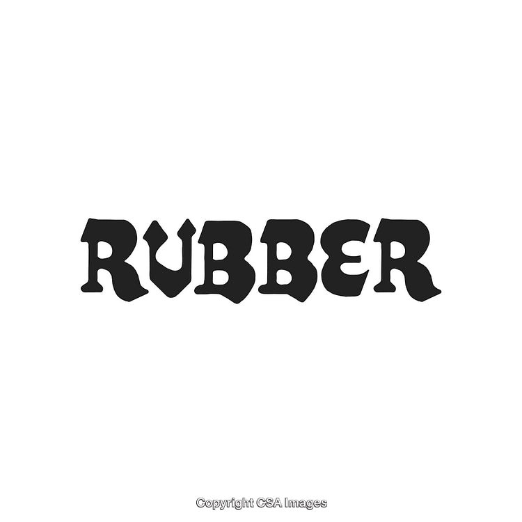 Bold 'Rubber' Text Logo in Black Bubble Font on White Background