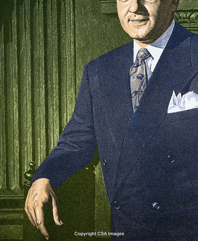 Elegant Portrait of a Man in Formal Attire with Rich Artistry and Texture