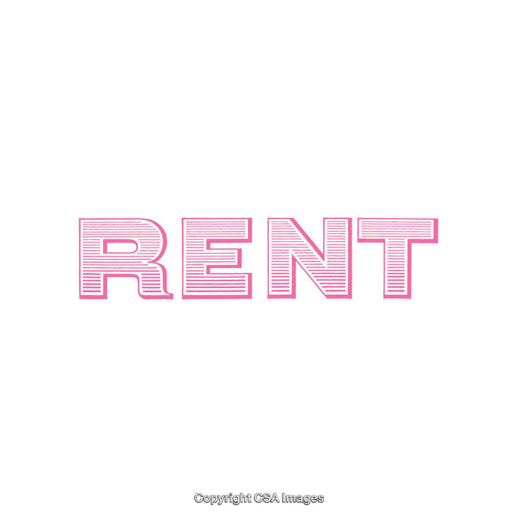 Bold Text Design Depicting the Word 'Rent' in Pink and White