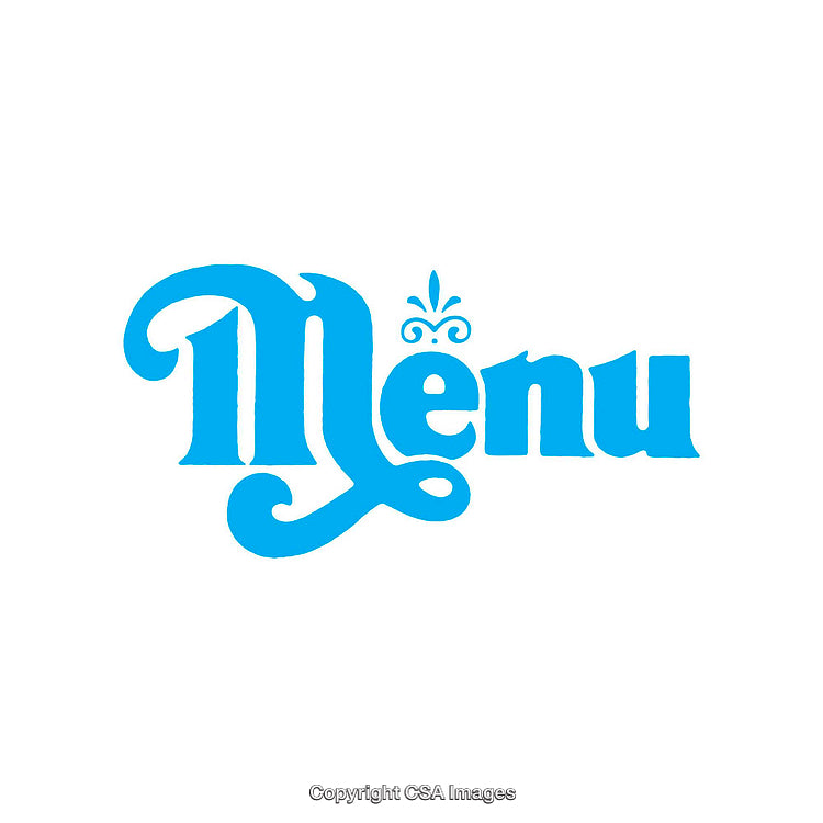 Stylized Blue Typography Design of the Word Menu