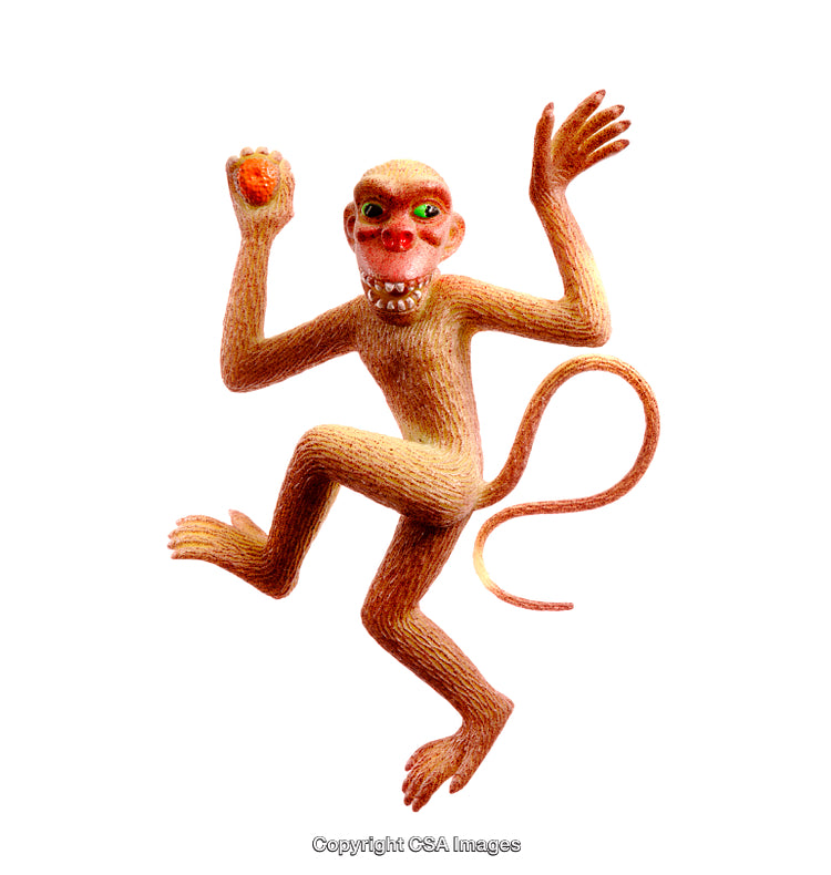 Colorful Toy Monkey Figurine with a Playful Pose and Detailed Features