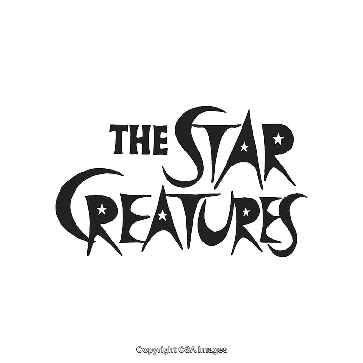 Creative Typography Featuring 'The Star Creatures' Text with Abstract Elements
