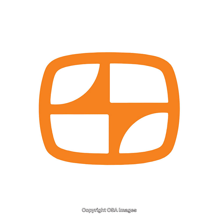 Orange Geometric Symbol with Rounded Square Design on White