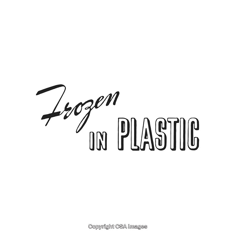 Handwritten Typography Featuring 'Frozen in Plastic' in Black and White Design