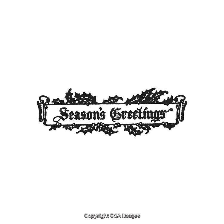 Elegant Vintage Seasons Greetings Design With Holiday Holly Decorations