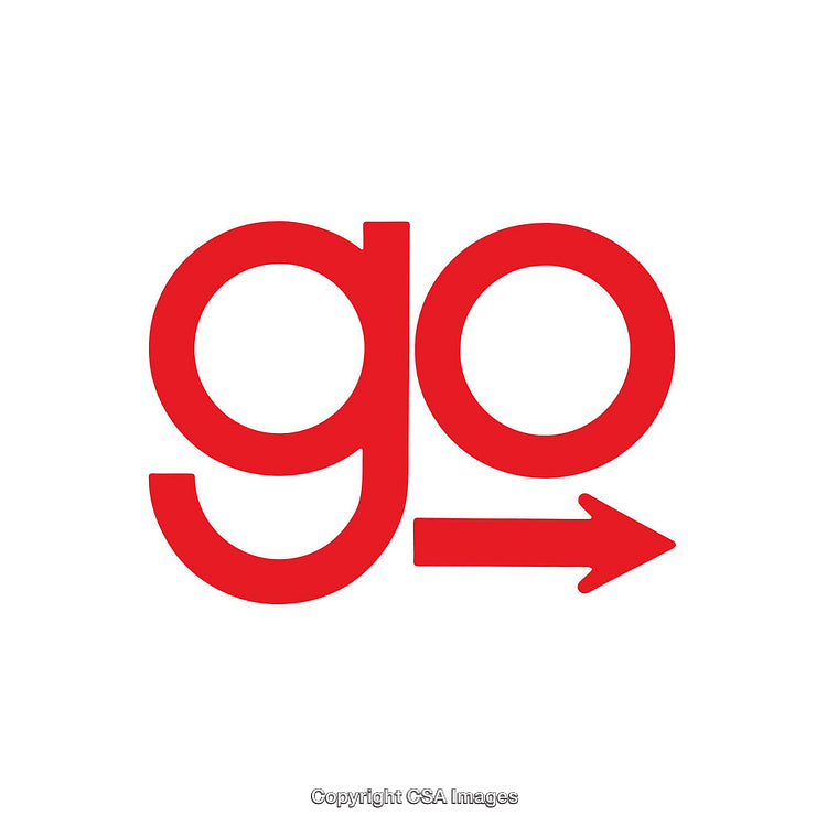 Red Typography 'go' Logo with Arrow on a White Background