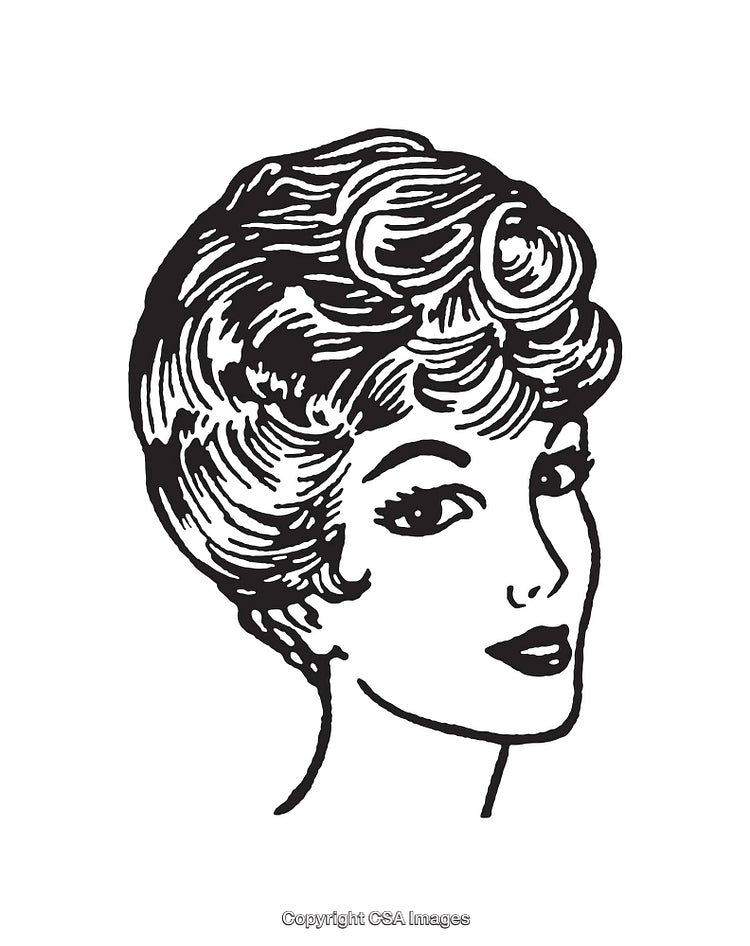 Vintage Black and White Portrait of a Classy Woman Line Art