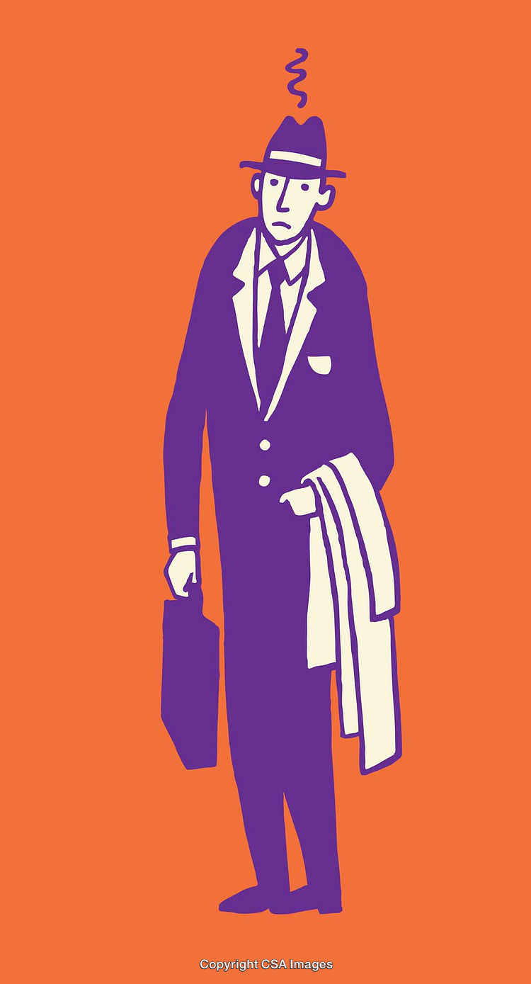Vintage Businessman Illustration in Bold Colors and Simplistic Style