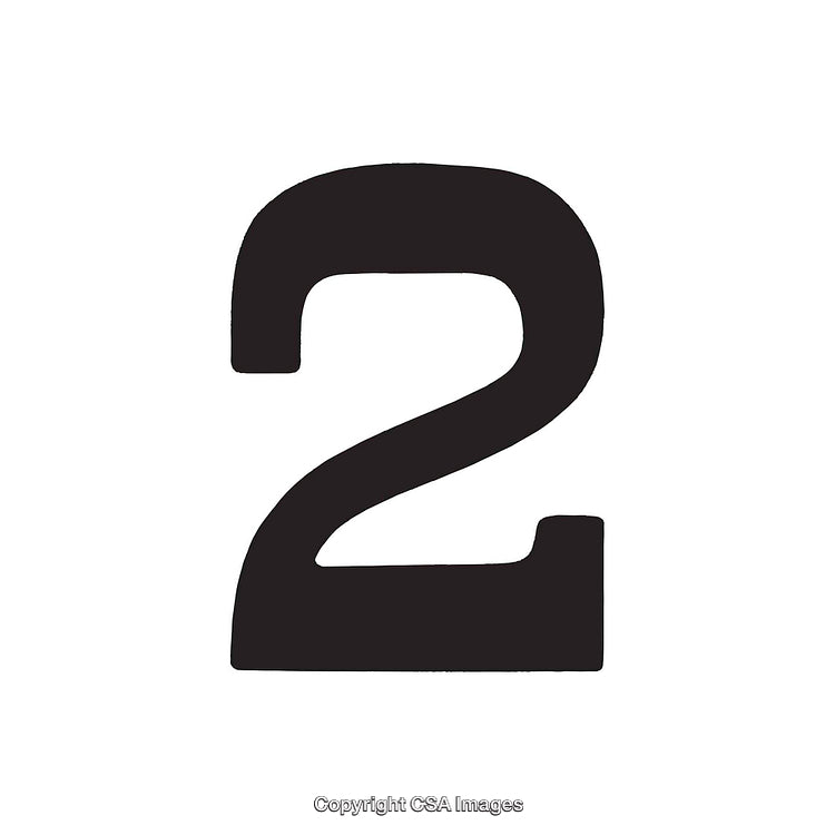 Bold Black Number Two on a Plain White Background