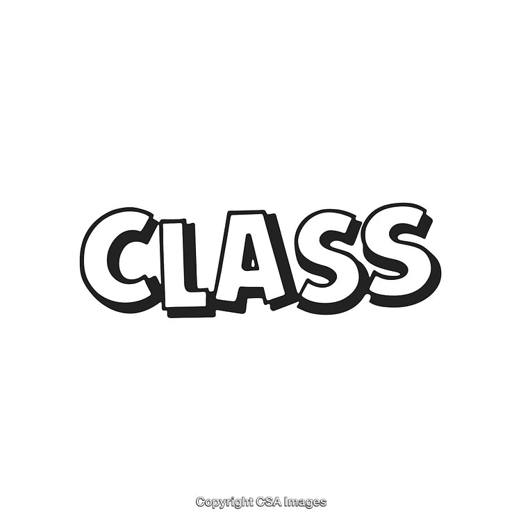 Bold Black and White Typography Displaying the Word 'Class' in Fun Font