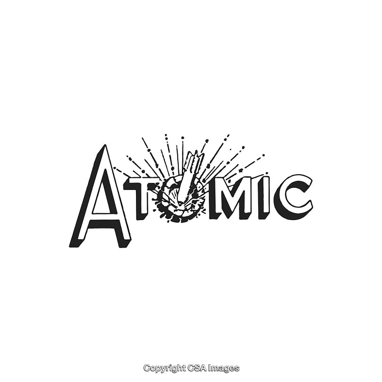 Vintage Style Atomic Logo Featuring Explosive Design Elements