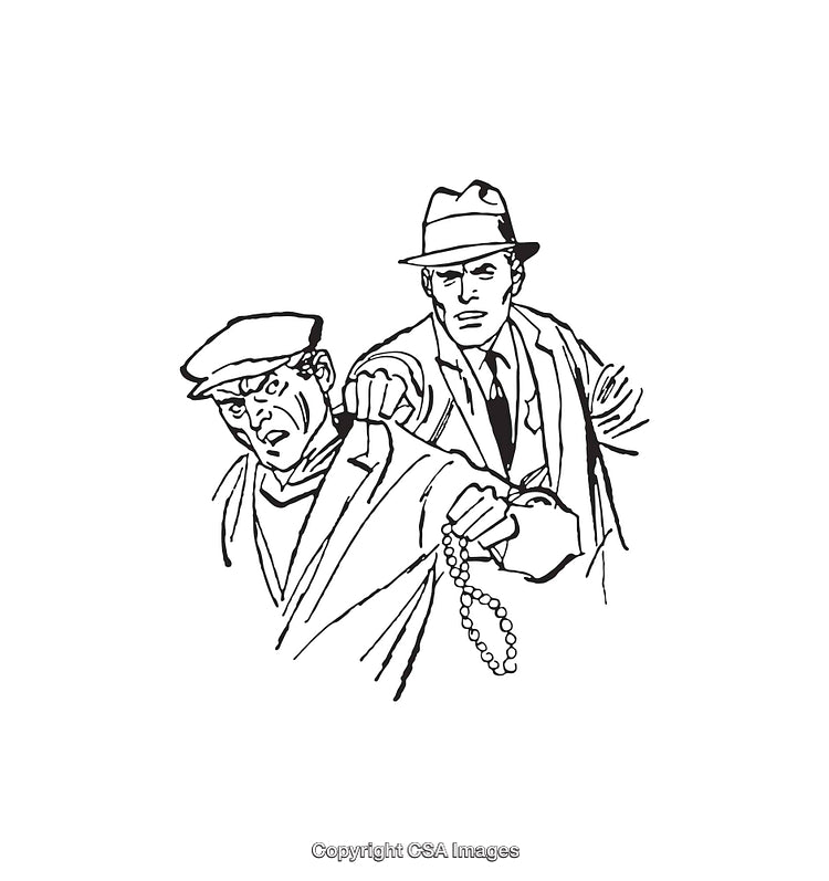 Retro Line Art Depicting a Scene of Conflict and Suspense