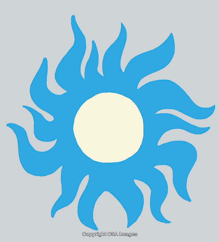 Blue Sunburst Illustration with Radiating Waves on Gray Background