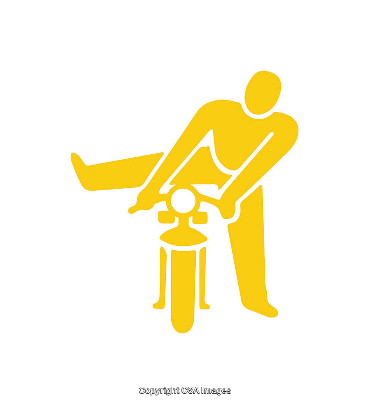 Yellow Icon Depicting a Person Performing a Motorbike Stunt