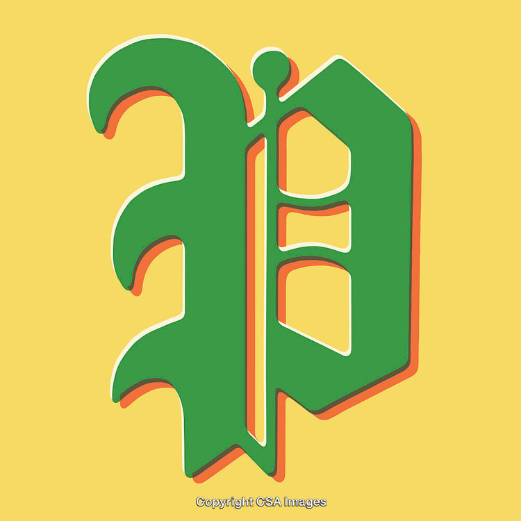Green Artistic Letter P With Bold Outlines on Yellow Background