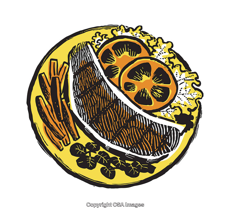 Illustration of a Delicious Plate of Food with Vegetables and Sides