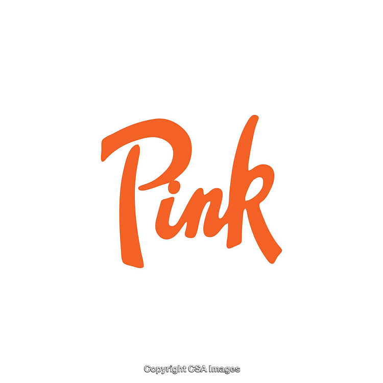 Orange Text Spelling Pink on White Background with Modern Font
