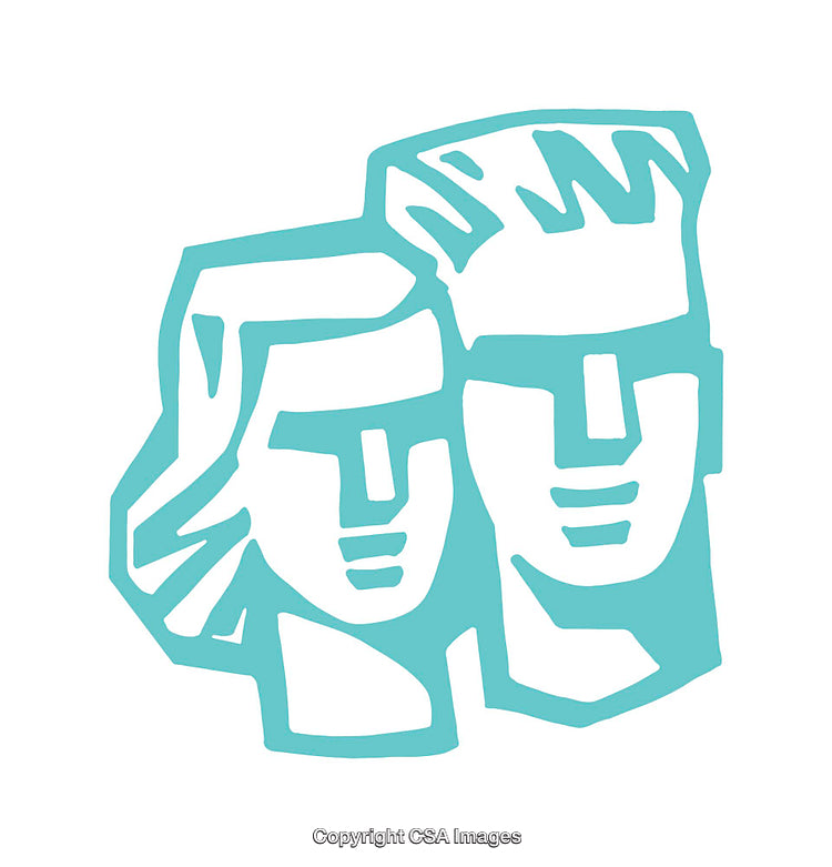 Stylized Two Faces Icon in Minimalist Artistic Design