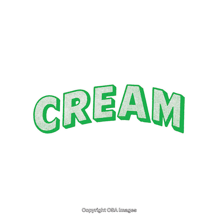 Green Text Illustration Displaying the Word 'Cream' in Bold Letters