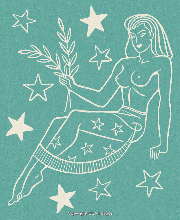 Illustration Depicting Zodiac Symbol With Elegant Woman and Stars