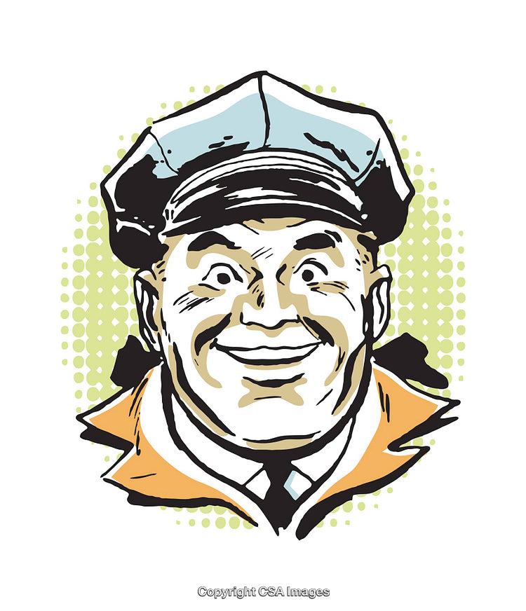 Retro Style Smiling Man in Uniform Illustration