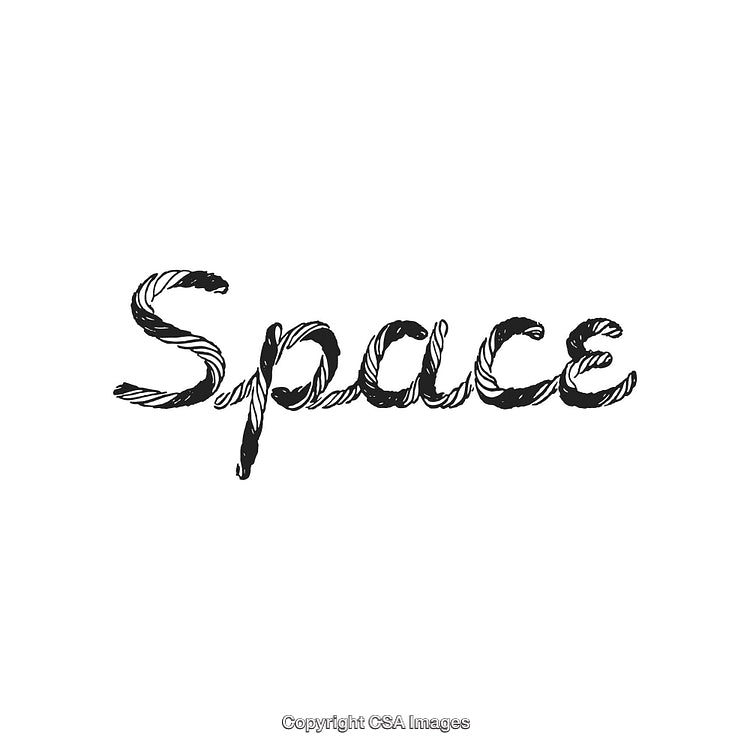 Hand-Drawn Script Text Depicting the Word Space on a White Background