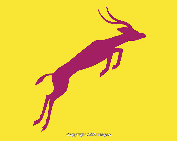 Minimalist Illustration Featuring Jumping Antelope on Vibrant Background