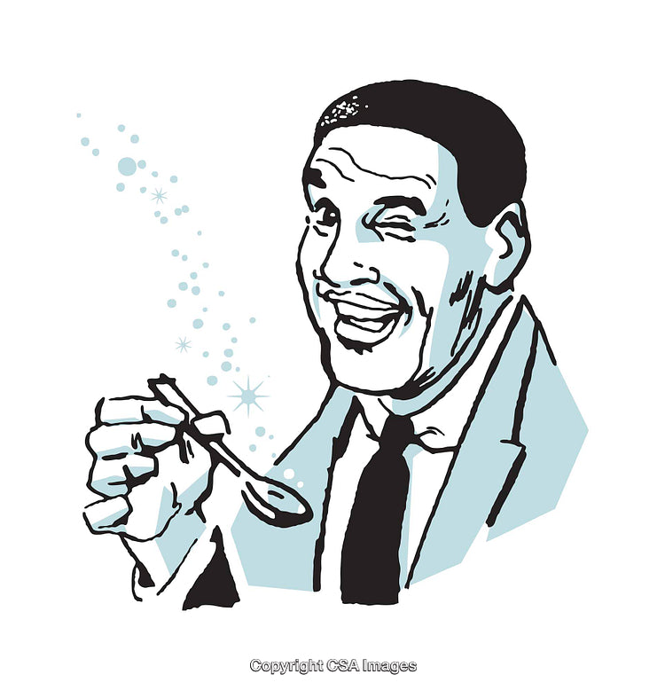 Retro Illustration of Man Enjoying Food in Vibrant Style