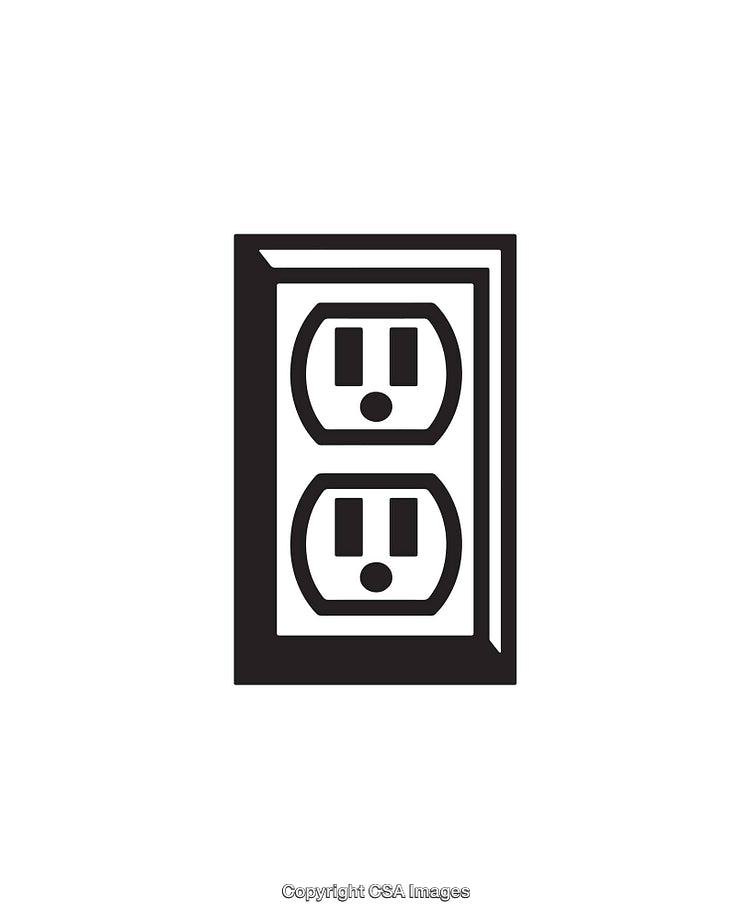Black and White Icon of a Power Outlet Socket