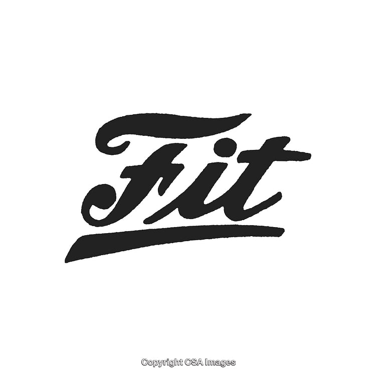 Stylish Black Brush Font Featuring the Word Fit in Bold Cursive