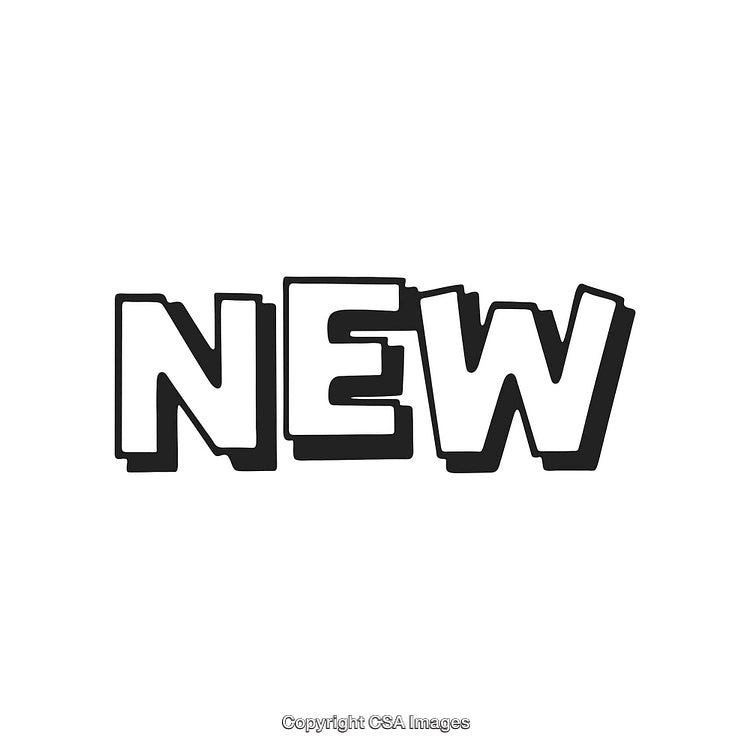 Bold Text Design Highlighting the Word 'New' in Black and White