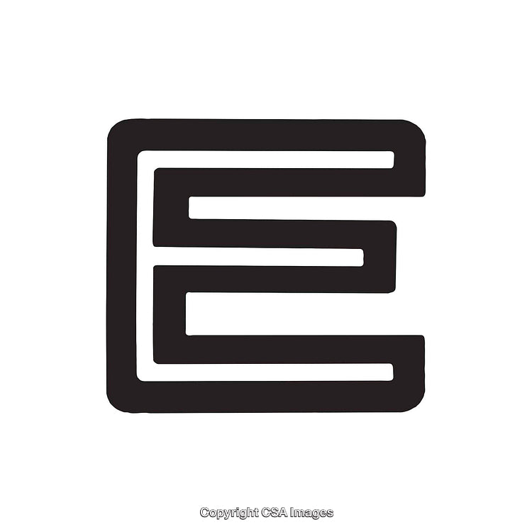 Minimalist Black and White Illustration of Letter E Logo Outline