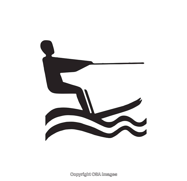 Silhouette Icon of a Person Water Skiing on Waves