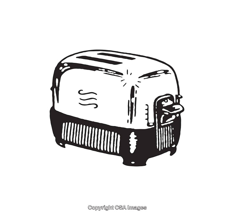Vintage Style Black and White Toaster Illustration