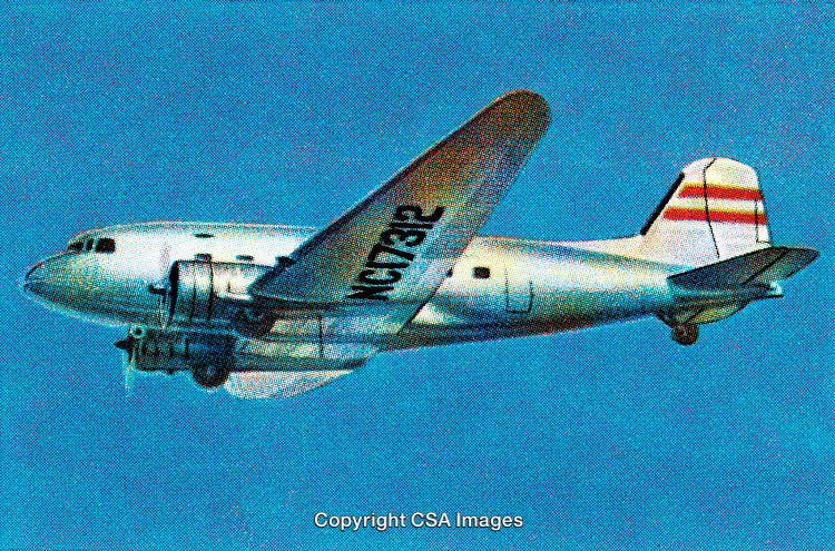 Vintage Propeller Plane Flying in Clear Blue Sky Aviation Theme