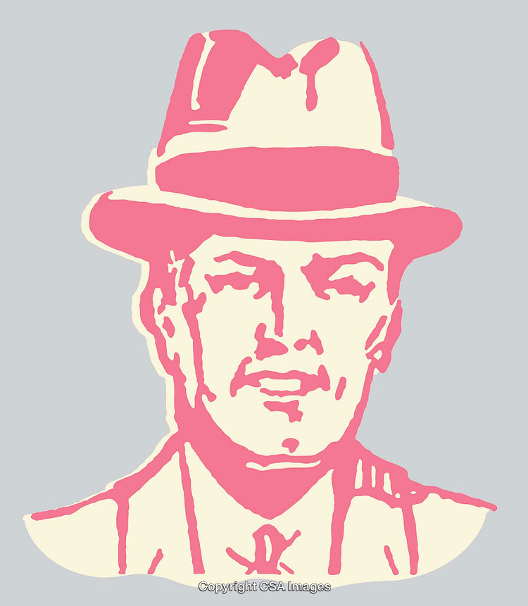 Colorful Line Art Portrait of a Man in a Hat and Jacket