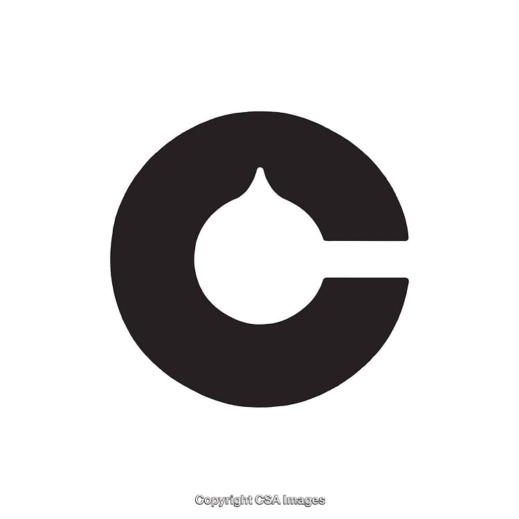 Abstract Modern Black Letter C With Droplet on White Background