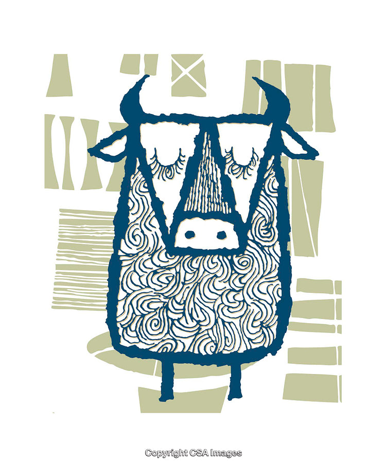 Colorful Abstract Illustration of a Stylized Cow Art Design