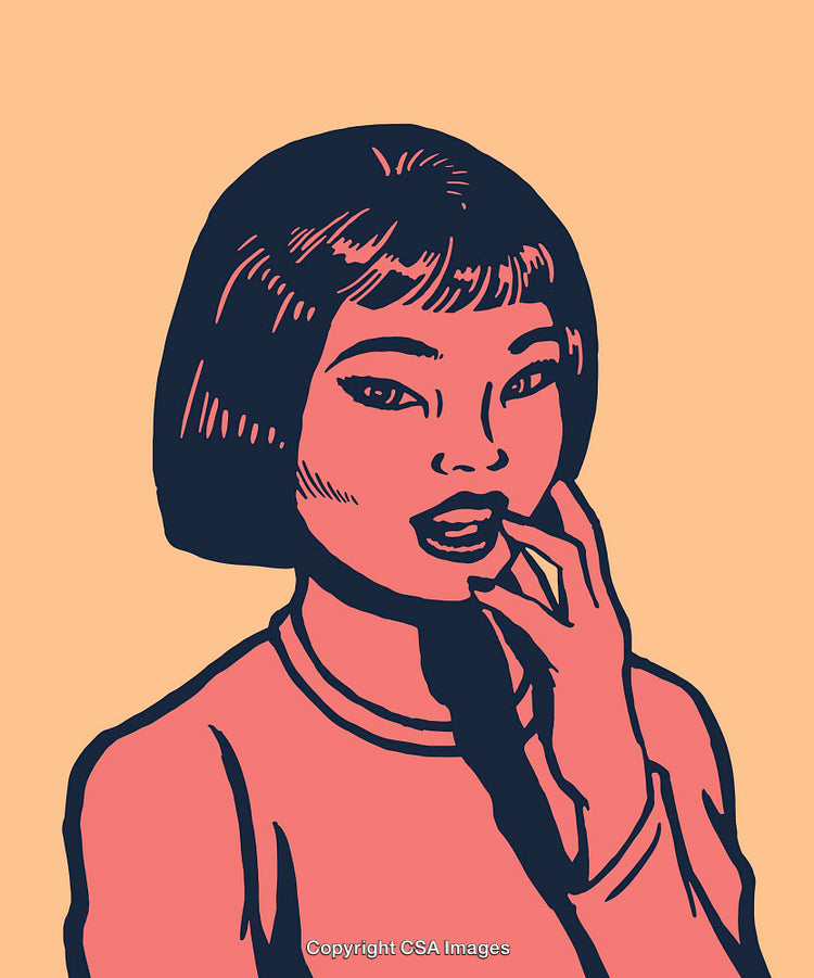 Vintage Style Portrait in Colorful Pop Art Line Illustration