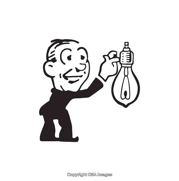 Vintage Style Black and White Illustration of a Smiling Man