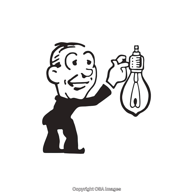 Vintage Style Black and White Illustration of a Smiling Man